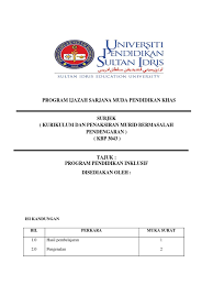 Seseorang pelajar akan dianugerahkan ijazah sarjana muda perguruan dengan kepujian setelah berjaya menyempurnakan. Program Ijazah Sarjana Muda Pendidikan Khas