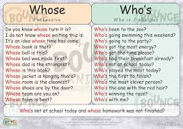 Often Confused Words Whose Vs Who S Bounce Learning Kids Learn English Words English Words English Writing Skills