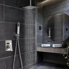 Rain Shower System Brushed Nickel Shower Head Handheld Combo Rain Shower Head With Handheld Shower Trim Ki Shower Faucet Sets Rain Shower Head Shower Heads