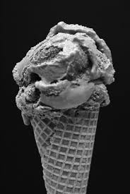 Black And White Ice Cream Cone Real Ice Cream Chocolate On Black