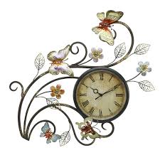 Large metal wall art flower leaf framed wall sculpture hanging home decoration. Juliana Contemporary Butterfly Metal Wall Art With Clock Mwa427 Amazon Co Uk Kitchen Home Clock Wall Art Wall Sculpture Art Contemporary Metal Wall Art