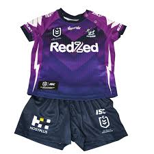 Purple and blue with an indigenous design in yellow. Melbourne Storm Nrl 2020 Home Isc Jersey Toddlers Sizes 0 4