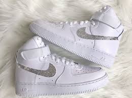 Men S Swarovski Nike Air Force 1 High Top With Swarovski Etsy Nike Air Shoes Nike Shoes Air Force Custom Nike Shoes