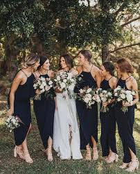 Chic mismatched bridesmaids' gowns in burgundy, taupe, blush and pink for a boho fall wedding. Simple Formal Black Halter Tea Length Bridesmaid Dress Summer Bridesmaid Dresses Black Bridesmaid Dress Summer Black Bridesmaid Dresses
