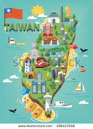 taiwan travel map with chinese characters writing sun moon lake on the stele and the red house on the red buildin taiwan travel travel infographic travel maps