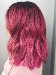 Before the overall color, then applied the dark red in between. Pink Hair Unnatural Hair Color Hair Styles Aesthetic Hair