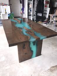 Maple Live Edge Table With Turquoise Epoxy Furniture Slab Maple Wood Resin Table Epoxy Wood Table Resin Furniture
