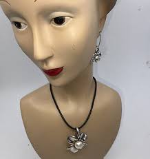 Ann King Sterling Genuine Pearl Enhancer Pendant & Earrings Designer