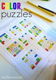 Color Puzzles Fun Math And Logic For Kids Teach Mama Fun Math Worksheets Fun Math Color Puzzle