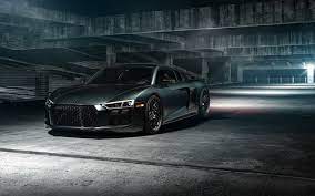 Black vehicle wheel with tire, vossen, car, stancenation, sports car. Wallpaper 4k Audi R8 On Vossen Wheels Hd 5k Wallpaper