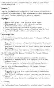 vendor relationship manager resume