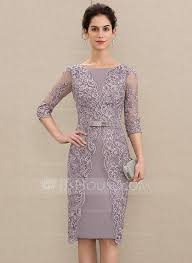 Us 175 00 Sheath Column Scoop Neck Knee Length Satin Lace Mother Of The Bride Dress With Beading Bow S Jj S House Cocktail Dress Lace Mother Of The Bride Dresses Satin Laces