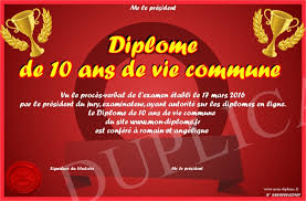 Diplome De 10 Ans De Vie Commune