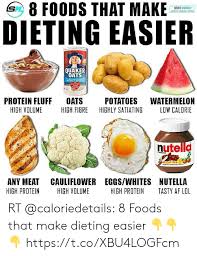 Since popcorn contains a lot of volume, it can fill you up on fewer calories than most snack foods. 8 Foods That Make Dieting Easier Scoit Murray Uaker Oats Quick 1 Minut Protein Fluff Oats Potatoes Watermelon High Vdlume High Fibre Highly Satiating Low Caldrie Utella Any Meatcauliflower Eggswhites Nutella High Protein