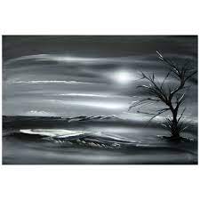 Original Modern Landscape Black White Painting Dapore Scenery Paintings Beautiful Landscape Paintings White Canvas Art