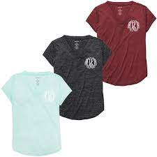 Heather knew today would be awful. Monogrammed Heathered V Neck Tee