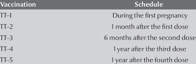 routine tetanus toxoid tt vaccination schedule for