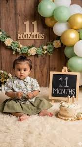 Sage Green Rustic Wooden 11-Month Baby Milestone