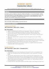 construction laborer resume samples