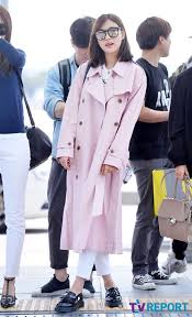 Airport Fashion Of Oh Ha Young Pink Trench Coat Pink Trench Coat Korean Fashion Trench Coat