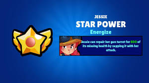 Jessie can repair her gun turret for 800 of its missing health by zapping it with her attack. shocky. I Go To The Shop And Open A Free Box And I Get A Jesse Star Power Woot Brawlstars