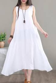 Organic Big Hem Cotton Tunics Design White A Line Dress Sleeveless Summer Tunic Designs White A Line Dress Summer Fashion Dresses