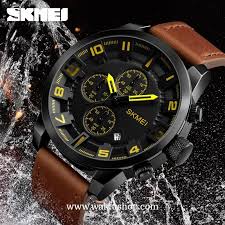 arloji jam tangan pria analog skmei 1309 leather chronograph original waktu shop jam tangan pria jam tangan gesper