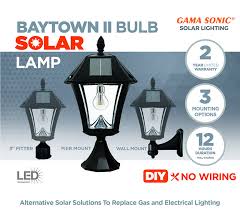 Product titlegamasonic baytown solar post mount lamp (2 pack). Gama Sonic Baytown Ii Bulb 1 Light Black Led Outdoor Solar Post Wall Light With Gs Light Bulb Warm White Gs 105b Fpw The Home Depot Cheap Solar Lights Solar Post Lights Solar Light Bulb