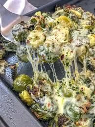Cheesy Pepper Jack Roasted Brussels Sprouts Recipe Veggie Dishes Food Recipes