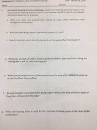 S sheets (structural engineering plans): And Steel Homework 5 Building Loads Framing Name Chegg Com