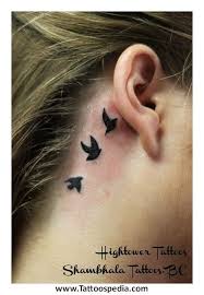Black Bird Tattoo Behind Ear Three Birds Ear Tattoo Behind Ear Tattoos Tattoos