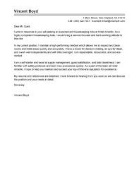 It introduces you, your relevant qualifications, and your resume to the prospective employer. Professional Housekeeping Aide Cover Letter Examples Livecareer