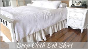 From the frame you can hang curtains or drapes of any kind, or perhaps mosquito netting if the climate is suitable. Farmhouse Bedroom How To Make A Bedskirt From Drop Cloth Youtube