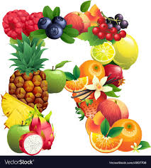 Letter R Composed Of Different Fruits With Leaves Vector Image On Vectorstock In 2020 Fruit Letters Leaves Vector Letter R