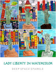 Add the hair on the sides. Lady Liberty With Watercolor Or Newspaper Deep Space Sparkle