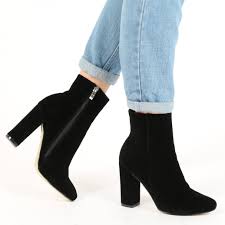 Black Booties With Brown Heel Presley Ankle Boots In Black Faux Suede Suede Ankle Boots Outfit Black Suede Ankle Boots Boots