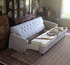 Before After A Frumpy To Fabulous Reupholstered Couch Tranformation Diy Sofa Bed Couch Makeover Reupholster Couch