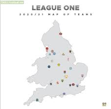Snapshot of english league 1. Map Of Teams In League One Next Season Troll Football