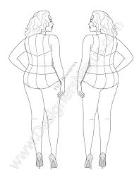 The bent arm of the model will highlight the sleeves of the outfit. V73 Back View Plus Size Croqui Designers Nexus Fashion Illustration Template Digital Fashion Design Fashion Design Template