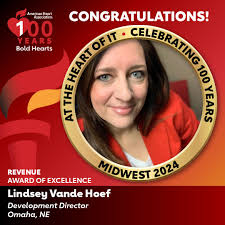 Recently. the American Heart Association-Midwest joined together to  celebrate some of best and brightest. Please help us celebrate our Lindsey  Vande Hoef, Development Director for #OmahaGoesRed and #ColumbusGoesRed.  Lindsey brings the energy!