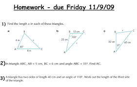 A triangle has two angles that measure 60∘. The Sine And Cosine Rules Maths Teaching