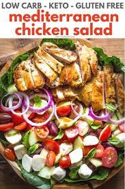 Low Carb Mediterranean Chicken Salad Keto Friendly And Very Tasty This Easy Healthy Chicken Salad Free Chicken Recipes Healthy Recipes Mediterranean Chicken