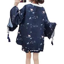 Haori Japanese Wave Pattern Paper Crane Kimono Jacket Foxtume