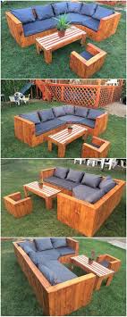 Garden Couch Set Made With Wood Pallets Muebles De Exterior De Paleta Sillones Modernos Sofa Jardin