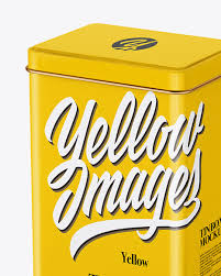 Download Glossy Tin Can Box Mockup In Box Mockups On Yellow Images Object Mockups PSD Mockup Templates