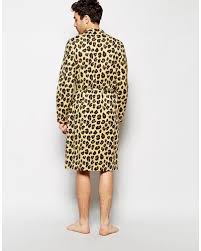Vintage cheetah print satin short robe. Asos Dressing Gown In Leopard Print In Mustard Yellow For Men Lyst