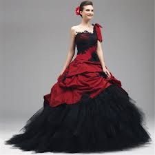 Die wahl an hochzeitskleid rot ist ohne zweifel sehr riesig. Rote Und Schwarze Gothic Brautkleider Spitze Appliques One Schulter Taft Backless Brautkleider Vestido De Noiva China Bunte Brautkleider Ballkleid Brautkleid