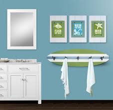 Kid S Beach Bathroom Print Set And Surfboard Towel Rack Project Cottage Kid Bathroom Decor Kids Bathroom Print Beach Bathrooms