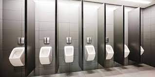 The clean lines of this toilet partition design provide a contemporary look to any bathroom décor. How To Choose Urinal Partitions For Your Public Restroom Bathroom Toilet Partitions Restroom Hardware And Accessories Manning Materials Inc