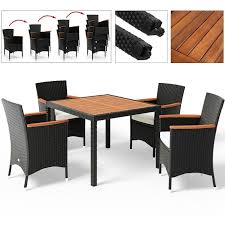 Sitzgruppe happy hour für unseren kunden tus 06 abteilung tennis haben wir die stehtisch/sitzgruppe happy hour auf maß gefertigt. Casaria Poly Rattan 4 1 Sitzgruppe Stapelbare Stuhle 7cm Dicke Auflagen Gartentisch Armlehnen Holz Gartenmobel Sitzgarnitur Garten Set Schwarz 993140